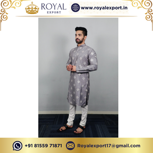 Collection Kurta Payjama pour hommes en soie de coton traditionnelle par Royal Export au prix de gros - Product Image 6