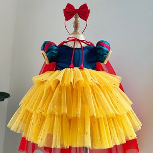 Cape à trois niveaux de haute qualité grande taille OEM ODM bébé fille Costume de style fête 2 dessin animé neige blanche Princes robe du Vietnam - Product Image 3