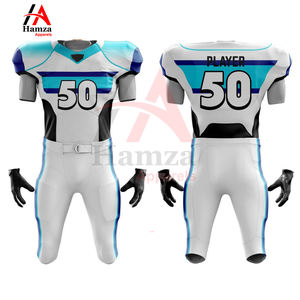 Diseño personalizado profesional uniforme de fútbol americano tela de poliéster transpirable azul púrpura degradado sublimación impresa - Product Image 4