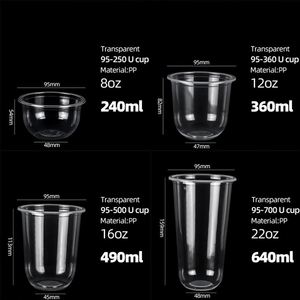 Gobelets en plastique transparents en forme de U avec <span class=keywords><strong>couvercle</strong></span> pour Bubble Tea, personnalisables avec logo, jetables - Product Image 5