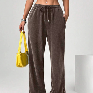 กางเกงคาร์โก้ทรงหลวมสำหรับผู้หญิง เอวกลาง มีเชือกผูก เป็นมิตรกับสิ่งแวดล้อม กันลม ใส่ได้ในฤดูหนาว ทรงหลวม มีกระเป๋าใบใหญ่ สไตล์สตรีทแวร์ - Product Image 1