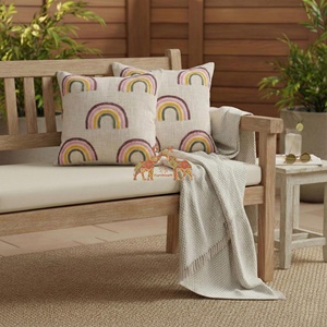 Funda de Cojín Decorativa Hecha a Mano con Estampado de Arcoíris en Algodón Boho, Textil para el Hogar para Uso en Hoteles - Product Image 3