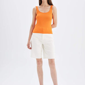 Débardeur en maille polyester/coton ajusté pour femme avec logo personnalisé, style décontracté urbain, uni, sans manches, pour l'entraînement en hiver, pas cher - Product Image 2