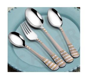 Impressionnant ensemble de couverts de conception cuillère à salade argent fini ensemble de couverts en métal de taille personnalisée avec un bon taux - Product Image 5