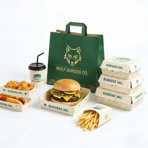 กล่องกระดาษบรรจุภัณฑ์เบอร์เกอร์แบบฝรั่งเศส พิมพ์โลโก้ได้ตามต้องการ สำหรับไก่ทอดแบบนำกลับบ้าน กล่องบรรจุภัณฑ์อาหารจานด่วนแบบใช้แล้วทิ้ง - Product Image 1