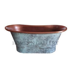 Diseño martillado Acabado en plata Bañera independiente de cobre única Forma Ovalada para remojo para el baño del restaurante del hotel en casa - Product Image 2