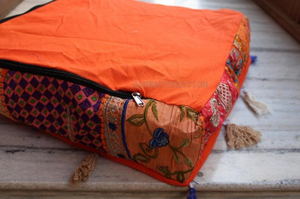 Housse de coussin carrée en coton patchwork de style traditionnel indien, décoration d'intérieur, coussin de sol artisanal tribal Banjara - Product Image 4