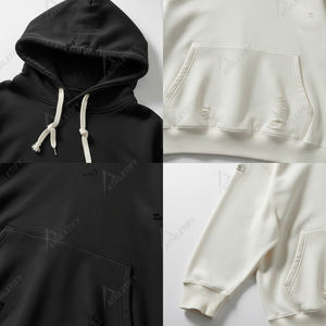 Sudadera con Capucha para Hombre, Estilo Desgastado en la Parte Delantera, Detalles Desgarrados, Mezcla de Algodón, Corte Holgado, Tejido Transpirable para Invierno, Ropa Casual Cómoda - Product Image 4