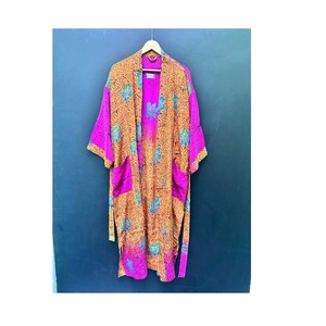 Robe en satin de soie crêpe pour femme Robe de demoiselle d'honneur à imprimé floral pour mariage cadeau d'été Kimono Sari Robe - Product Image 1