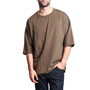 100% coton éponge française personnalisée avec broderie personnalisée t-shirts impression de logo t-shirts grande taille pour hommes - Product Image 1