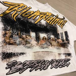 Impresión personalizada de los hombres 300Gsm 100% algodón de gran tamaño Boxy Fit O cuello Streetwear camiseta Dgt gráfico pesado 100% algodón O cuello camiseta - Product Image 2