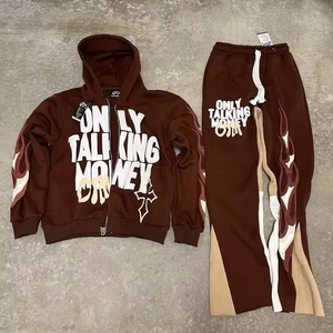 Top Quality Premium Men's Sport Tracksuits Custom Your Logo 3D Puff Print Heavy Weight Clothing Tracksuit - Product Image 3