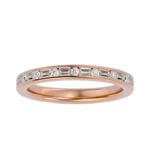 Anillo de Eternidad de Oro Rosa de 14k con Diamantes Moissanite de Corte Redondo y Baguette, Joyería con Engaste de Canal de un Proveedor Indio - Product Image 4