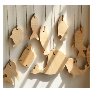 งานแขวนผนังทาสี/ไม่ทาสีงานฝีมือรูปสัตว์ทำจากไม้-ตกแต่งด้วยไม้แกะสลักปลา-งานไม้แกะสลักของตกแต่งงานฝีมือ - Product Image 6