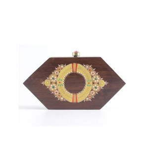 Sac à main en bois antique avec chaîne, pochette de soirée en métal, sac à bandoulière et sac à main décontracté en paille pour femme - Product Image 2