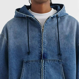 เสื้อฮู้ดซิปผ้าฟลีซคอตตอน 100% คุณภาพสูงสั่งทำพิเศษสำหรับผู้ชาย แจ็คเก็ตฤดูหนาวทรงโอเวอร์ไซส์แบบซักแล้ว สวมใส่สบาย เป็นมิตรกับสิ่งแวดล้อม ระบายอากาศได้ดี - Product Image 3