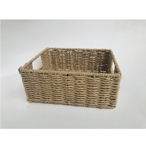 Panier en papier tressé rectangulaire pour vêtements et jouets, nouvelle arrivée, tailles pratiques, décoration en paille - Product Image 1