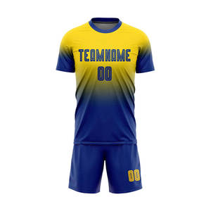 Jersey Chemises personnalisées Ensemble T de qualité pour enfants Sublimation Bleu Jaune Club High Design Logo Shirt Team Football Soccer Wear - Product Image 2