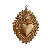 Corazón sagrado de Metal dorado, Milagros colgantes, corazón sagrado para iglesia, hogar, pared, regalo católico decorativo y decoración