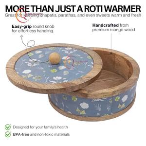 Casserole Chapati en bois de qualité supérieure faite à la main Designer Roti Box Haute qualité en gros Fantaisie en bois Roti Box forme ronde - Product Image 4