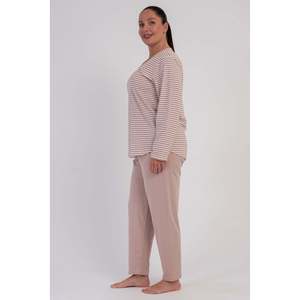 KADIN P.SUPREM XXL O YAKA UZUN KOL PIJAMA TAKIM - สีเบจ - สีเบจ - Product Image 3