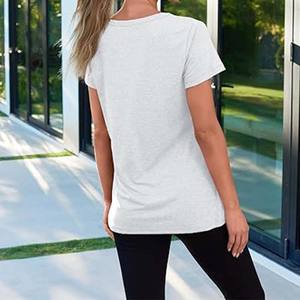 Camisetas de Verano Ecológicas Personalizadas OEM, Corte Regular, para Mujer, Algodón/Poliéster, Casuales, Impresión Digital, Tinte Liso, Secado Rápido - Product Image 4