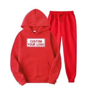 Vente en gros de survêtements de jogging 100% coton de qualité supérieure pour hommes ensemble de survêtements solides avec logo personnalisé brodé de grande taille - Product Image 4