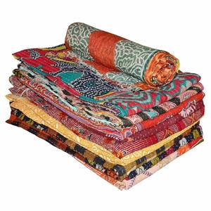 100% Organic Vintage Kantha Cotton <b>Quilt</b> 55*85 Inch Handmade India Linen Throws Soft Comfortable 100% Organic Wearable <b>Blankets</b> - Product Image 3