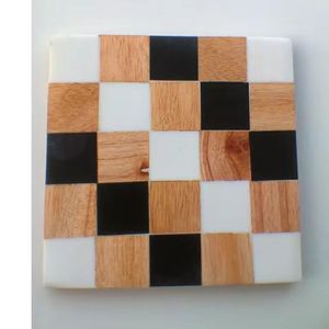 Posavasos de madera para bebidas con piezas de soporte Posavasos de madera Juego de posavasos para Bar Cocina Hogar en Star Crafts India - Product Image 1