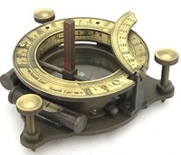 Cadran solaire boussole en laiton massif vintage avec boîte en bois-Design antique JJ Hicks-enduit de poudre, artisanat de Londres de qualité supérieure