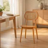 Chaise de salle à manger moderne en bois massif et rotin, chaise d'appoint en bois pour restaurant, café, salle à manger à domicile