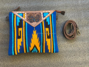 Bolso de Mano con Flecos para Mujer, Bolsa Elegante de Tela Azteca Bohemia, Jacquard, Color Azul, Novedad - Product Image 4