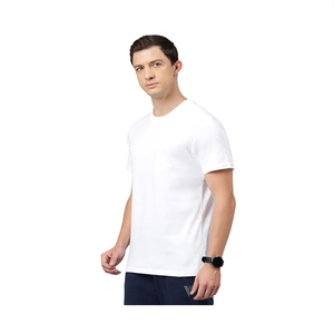 Camiseta de cuello redondo para hombre de color sólido de moda con mangas cortas para gimnasio y ropa de fitness a precio razonable al por mayor - Product Image 1