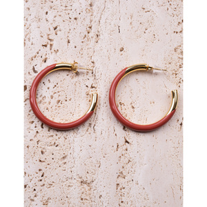 YXQ E430 crema colore acciaio inox + smalto moda orecchini a cerchio - Product Image 3