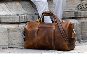 Bolsa de Viaje Unisex de Cuero Genuino con Cierre, Logotipo Personalizado, Color Personalizado, Gran Capacidad, Portátil, Impermeable, para Negocios o Fin de Semana - Product Image 4