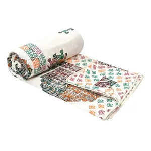 Nueva manta hecha a mano Dohar de algodón con estampado de bloques a mano hermosa manta de algodón puro Dohar con estampado Floral - Product Image 1