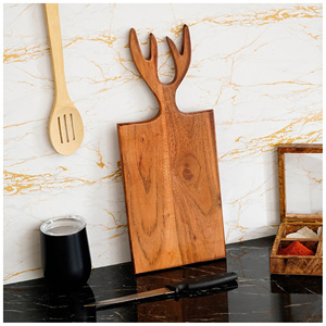 Tabla de cortar de madera para verduras, tabla de cortar de madera con mango, tabla de cortar de madera de nueva forma hecha a mano Superior para uso en la cocina - Product Image 3