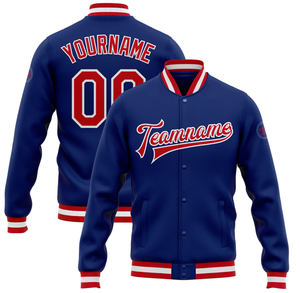 Elegant Sports Custom Royal Blue Team Name Letterman Jackets Varsity Baseball Stand Collar en toile de peau de mouton - Product Image 2