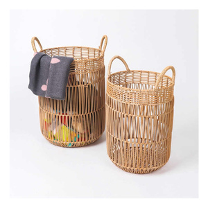 Cesta de almacenamiento colgante de ratán alta al por mayor con asa para uso doméstico, manta de lavandería, almacenamiento de juguetes, servicio ODM disponible - Product Image 1