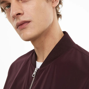 Qualité supérieure 2023 Arrivée Hommes Marron Couleur De Base Bomber Veste À Vendre Hommes Zipper Bomber Veste Avec Col Côtelé - Product Image 5
