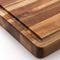 Planche à découper extra large en bois d'acacia épais avec rainure profonde pour les jus et poignée latérale pour la cuisine