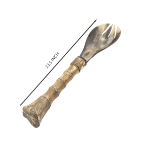 ชุดช้อนส้อมมีดแบบใช้ซ้ำได้ชุดมีดแบบหรูหราทำจากควายฮอร์นช้อนเสิร์ฟสลัดแบบโบราณ - Product Image 3