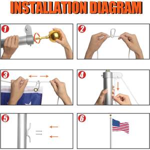 Kit de mât de drapeau télescopique robuste de 20 pieds pour maison résidentielle, sectionnel, encastré, pour drapeau 3x5, fabriqué en Nouvelle-Zélande, USA TOP FLAGSINC - Product Image 4