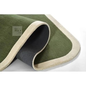 Alfombra verde musgo con mechones a mano verde oliva Alfombra moderna minimalista con borde hecha a mano Alfombra moderna de mediados de siglo para el hogar - Product Image 2