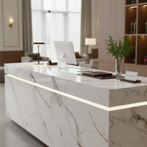 Tùy Chỉnh 3D Đầy Đủ Cơ Thể In Vàng Màu Grey Tĩnh Mạch Đánh Bóng Thiết Kế Thạch Anh Lớn Tấm Hiện Đại Trong Nhà Bàn Bảng Top Bếp Đảo - Product Image 2