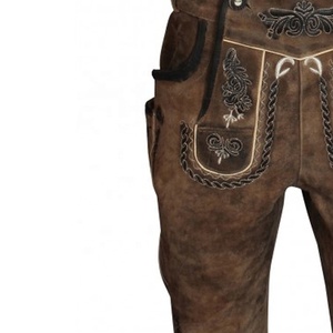 Lederhosen bavaroises en daim de vache |   Shorts de festival allemands faits à la main |   Fournisseur OEM Oktoberfest Kneibund - Product Image 2