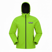 Veste softshell unisexe 100% polyester coupe-vent imperméable antibactérienne imprimée avec fermeture éclair, manteau d'extérieur à capuche pour la randonnée et le ski