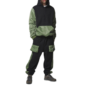 Sweat à capuche pour homme en molleton vintage à blocs de couleur, surdimensionné, à épaules tombantes, patchwork, en tissu satiné de qualité supérieure - Product Image 1