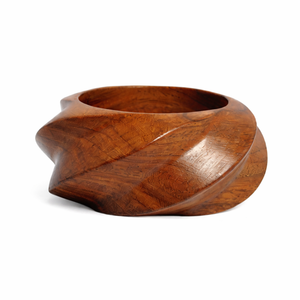 Handcrafted Twisted Spiral Wooden Bangle Chunky Natural Wood Statement <b>Bracelet</b> Artisanal <b>Boho</b> Jewelry for Women - Product Image 4