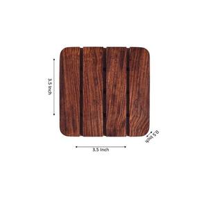 Ensemble de 3 sous-verres en bois de forme ronde design palmier avec support en bois au design unique pour les chambres et le bureau - Product Image 6